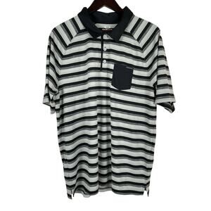 Oakley Hydrolix Polo Shirt Mens XL gray Striped Golf Short Sleeve Pullover EUC